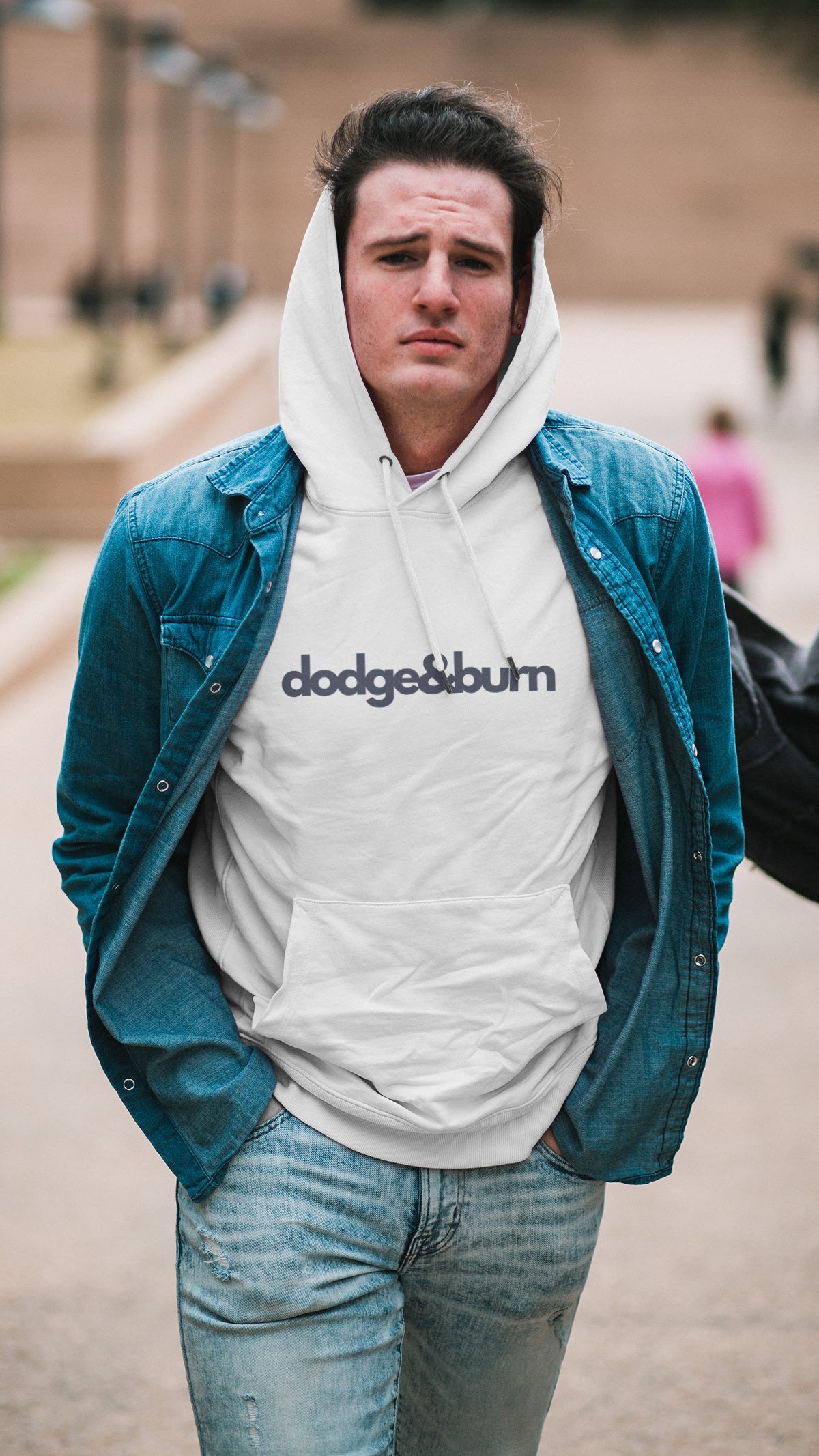 Dodge & Burn Hooded - White Unisex